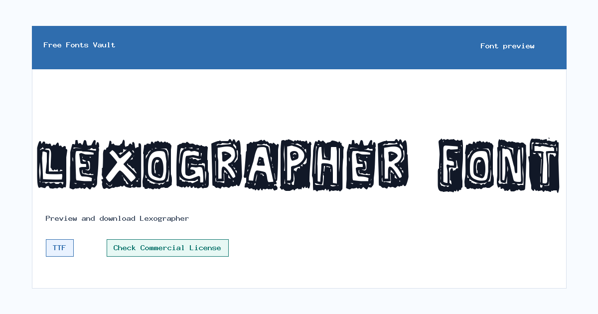 Lexographer font preview showing the family name