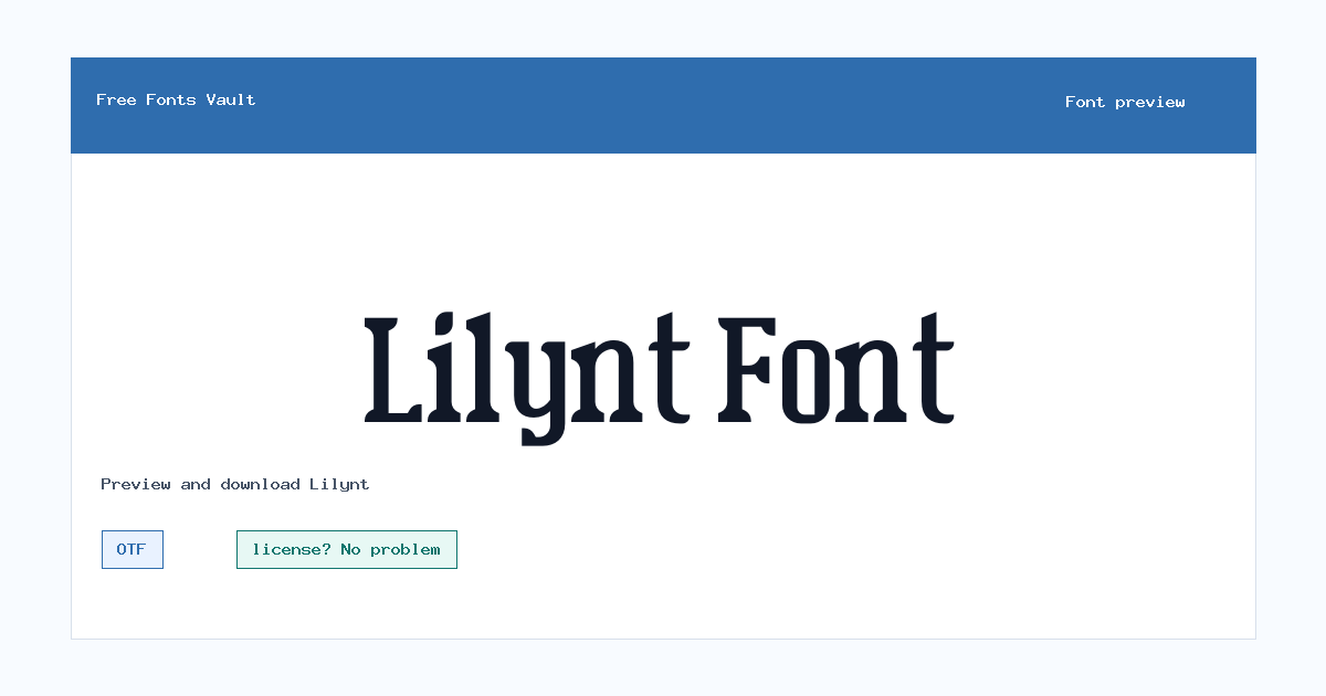 Lilynt font preview showing the family name