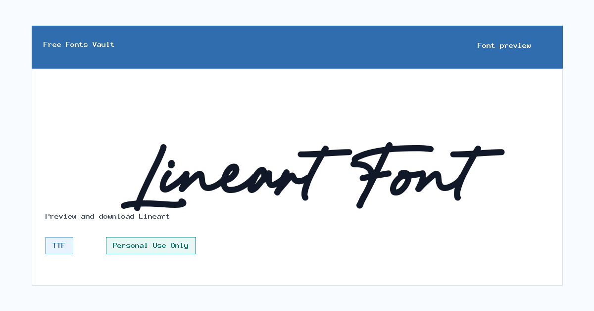 Lineart font preview showing the family name