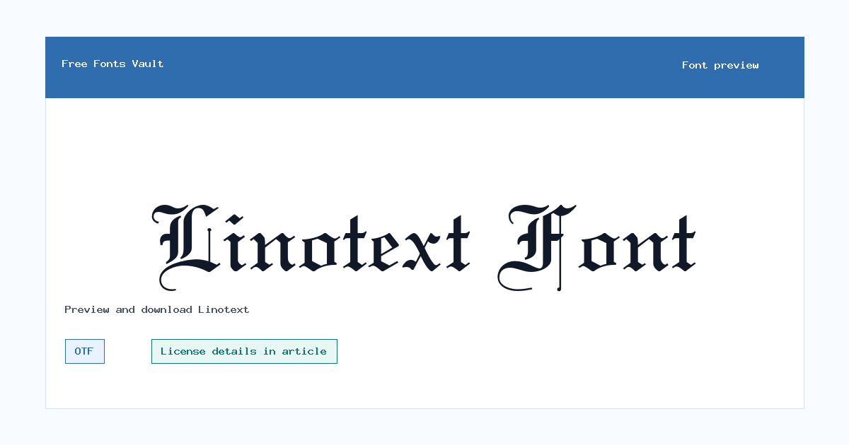 Linotext font preview showing the family name