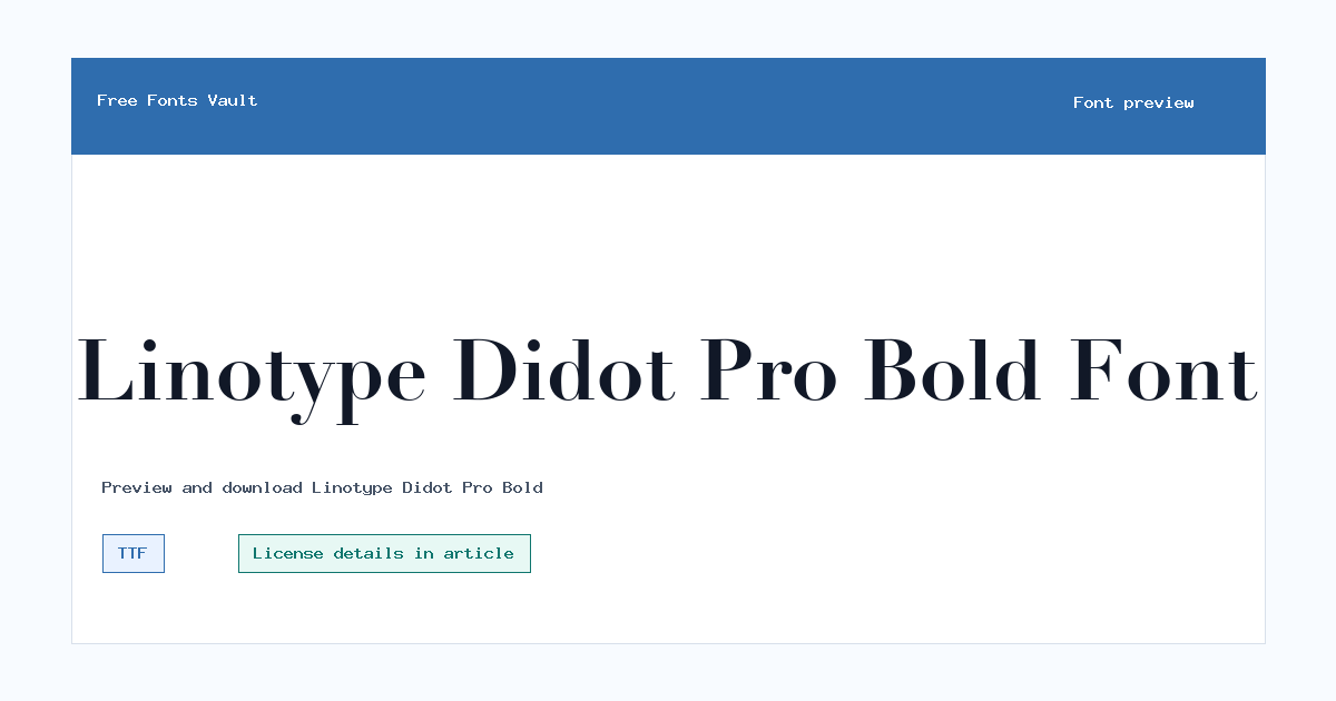 Linotype Didot Pro Bold font preview showing the family name