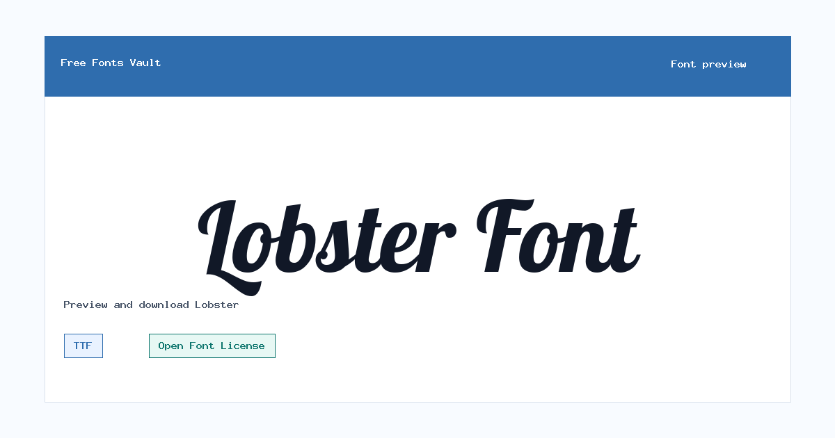 Lobster font preview showing the family name