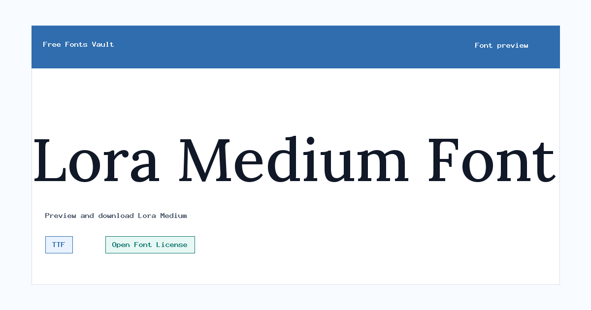 Lora Medium font preview showing the family name