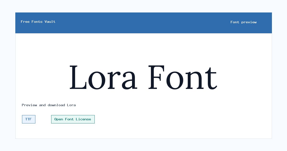 Lora font preview showing the family name