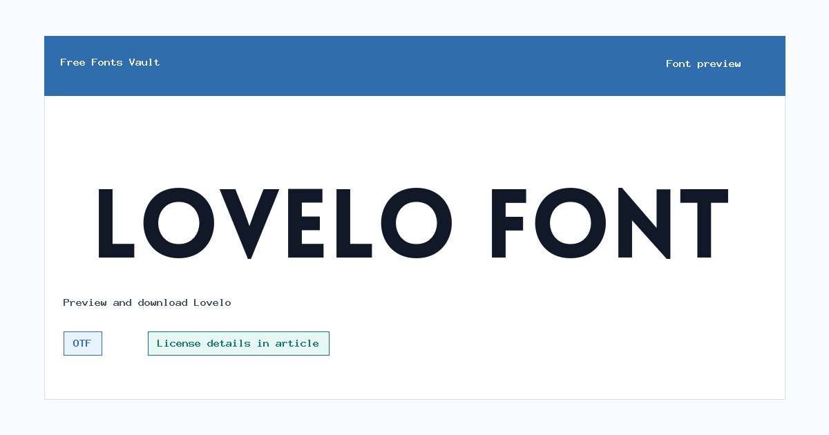 Lovelo font preview showing the family name