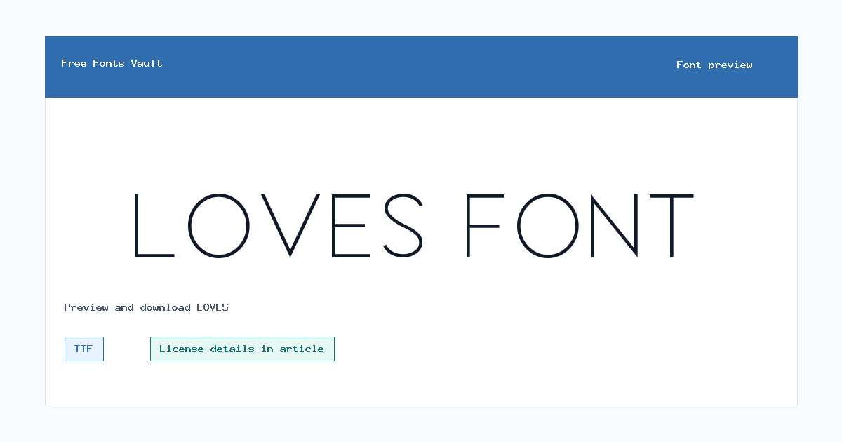 LOVES font preview showing the family name