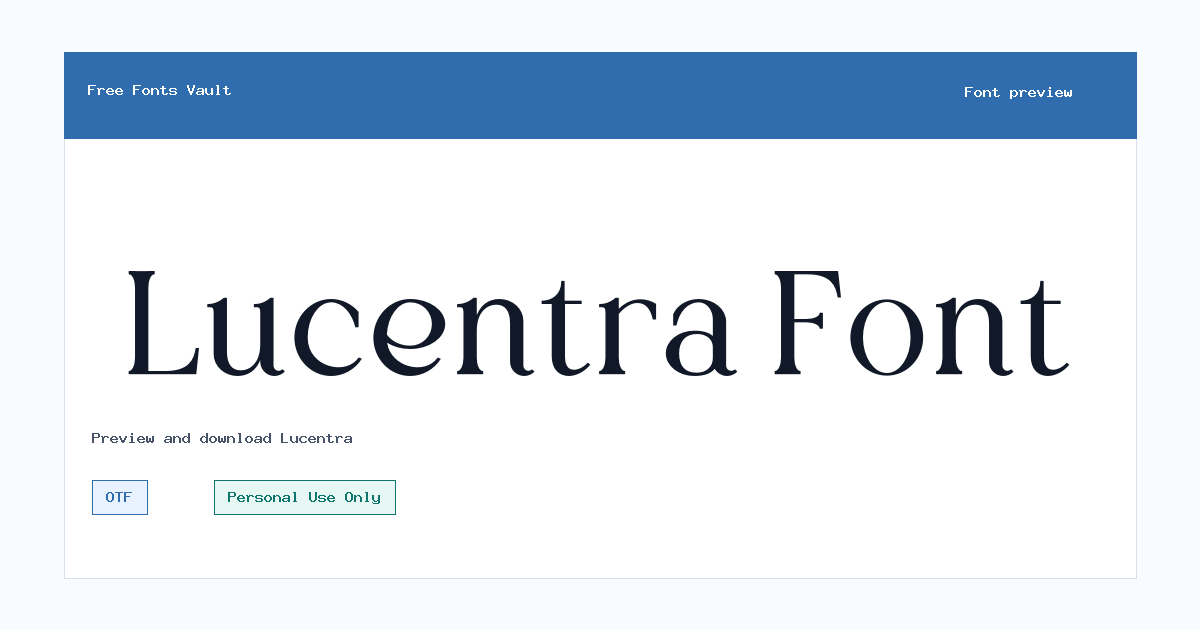 Lucentra font preview showing the family name