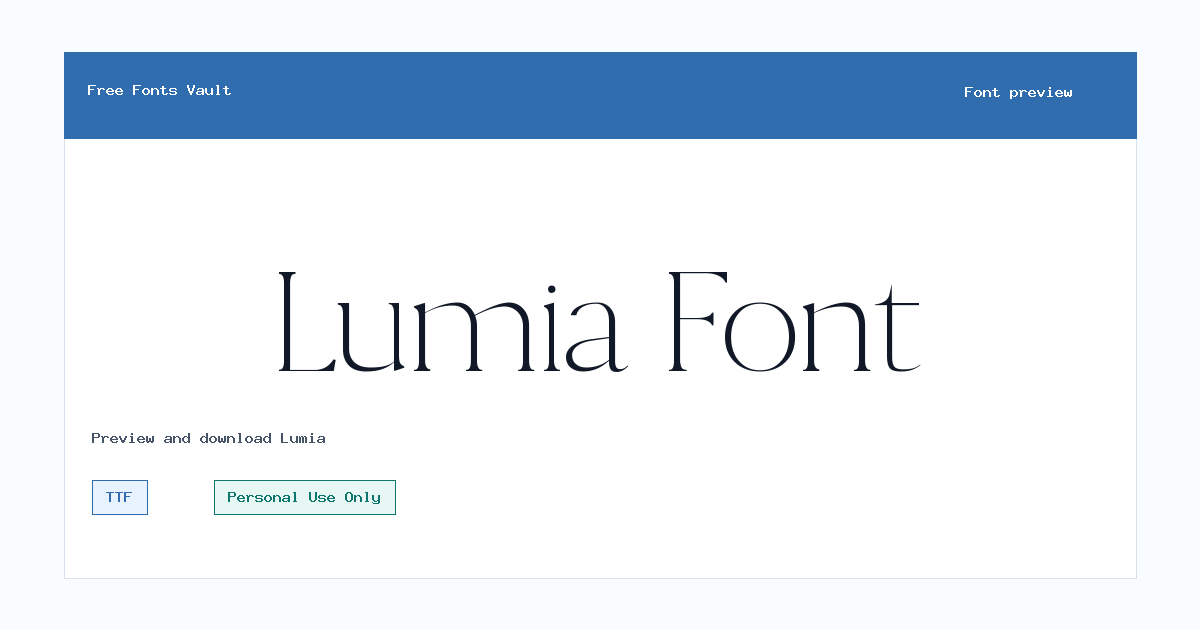 Lumia font preview showing the family name