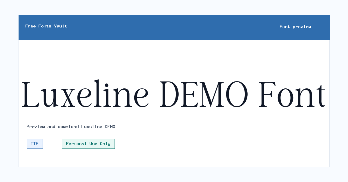 Luxeline DEMO font preview showing the family name