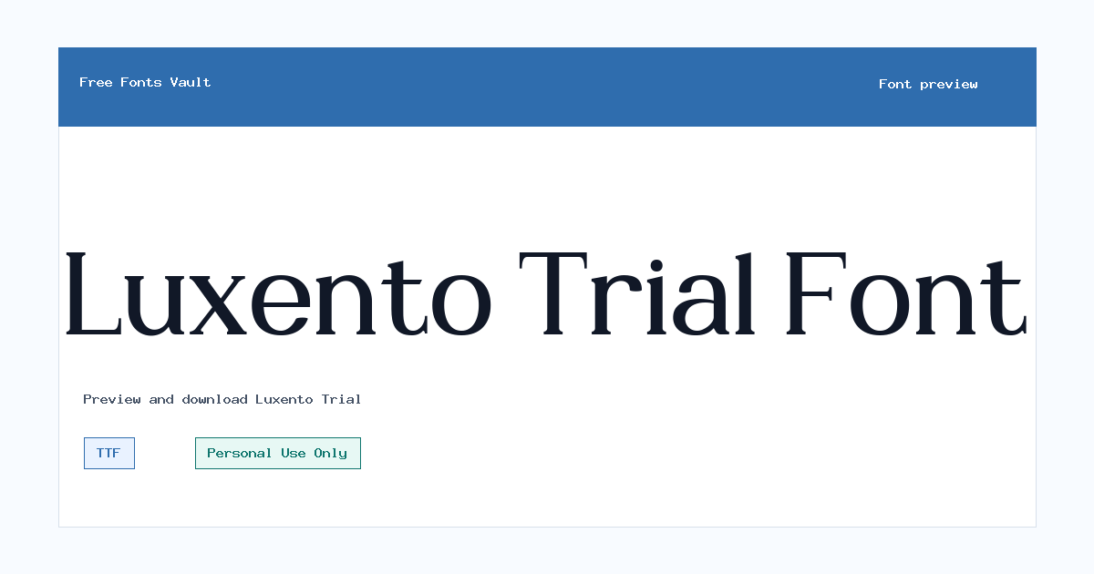 Luxento Trial font preview showing the family name