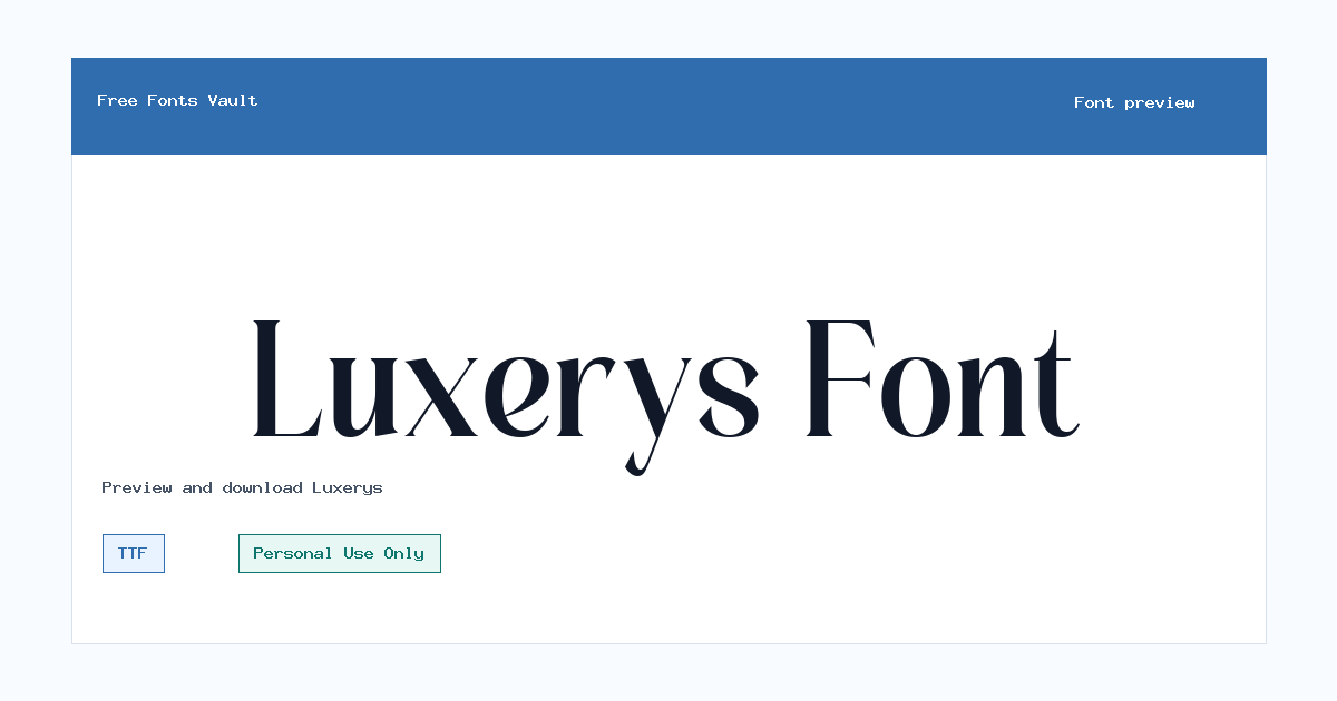 Luxerys font preview showing the family name