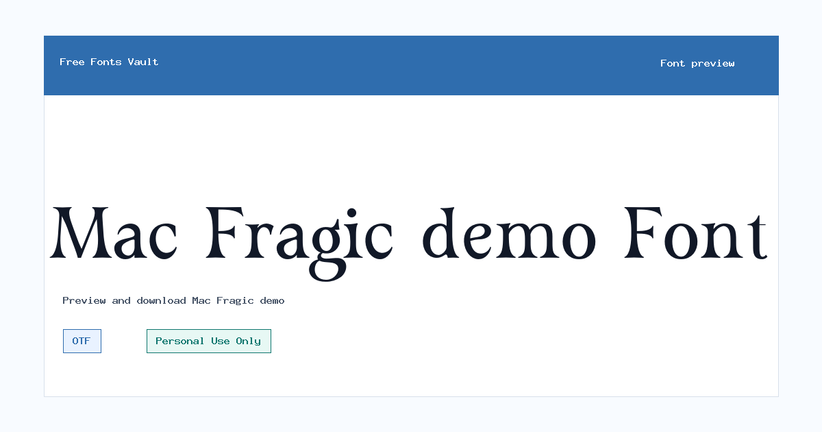 Mac Fragic demo font preview showing the family name