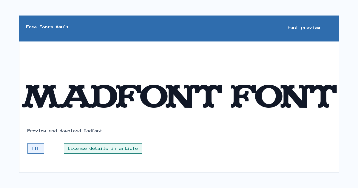 Madfont font preview showing the family name