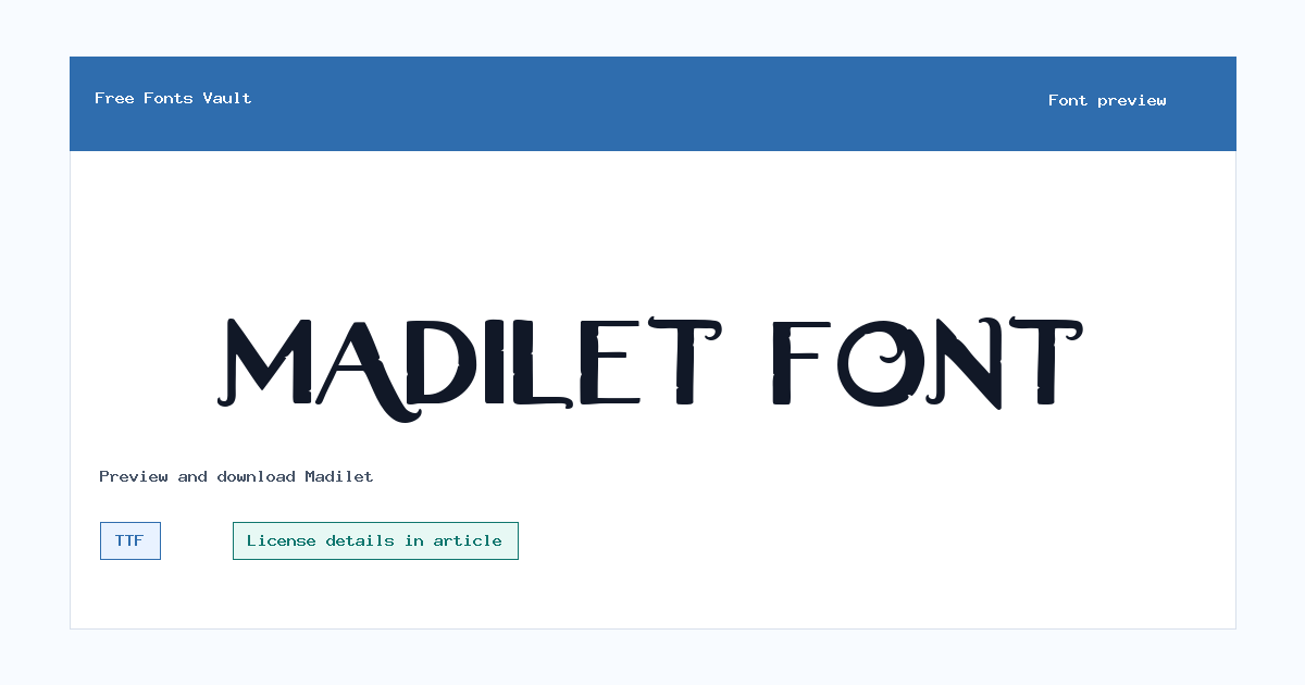 Madilet font preview showing the family name