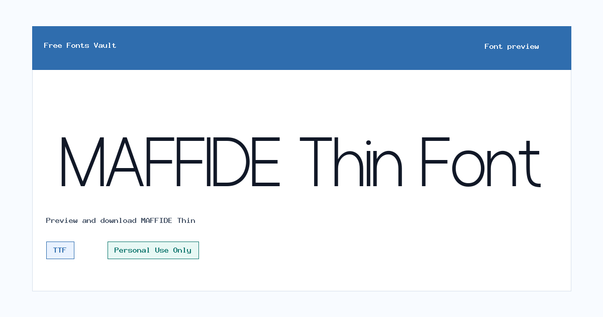 MAFFIDE Thin font preview showing the family name