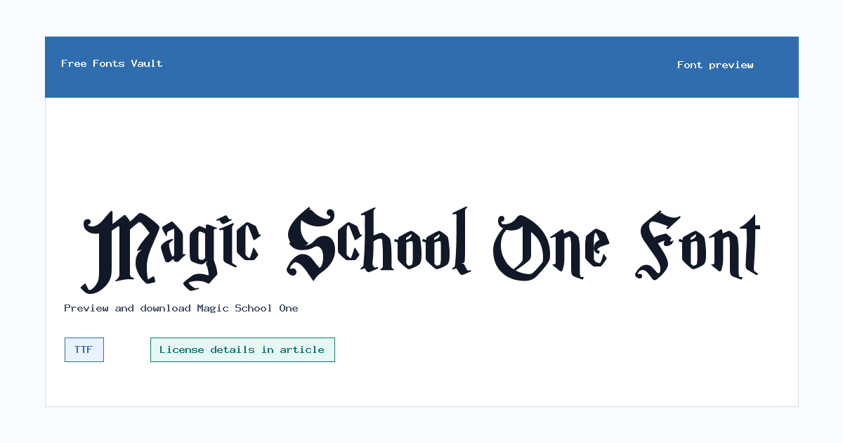 Magic School One font preview showing the family name
