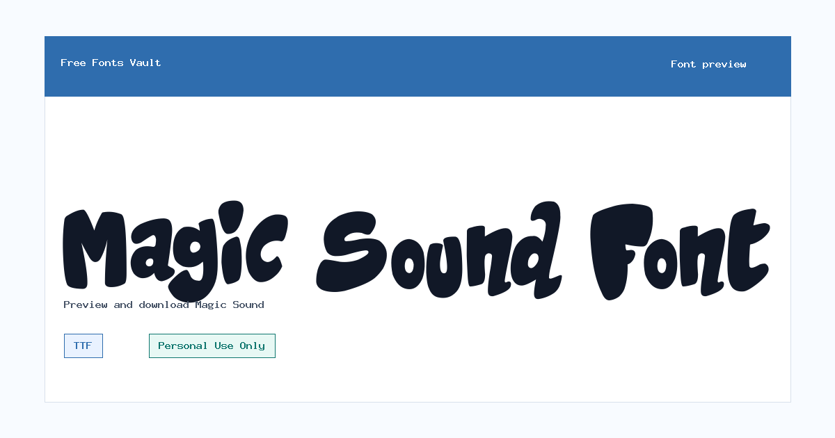 Magic Sound font preview showing the family name