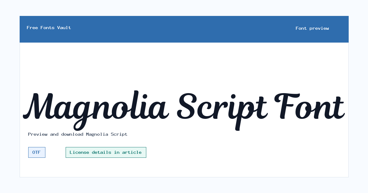 Magnolia Script font preview showing the family name