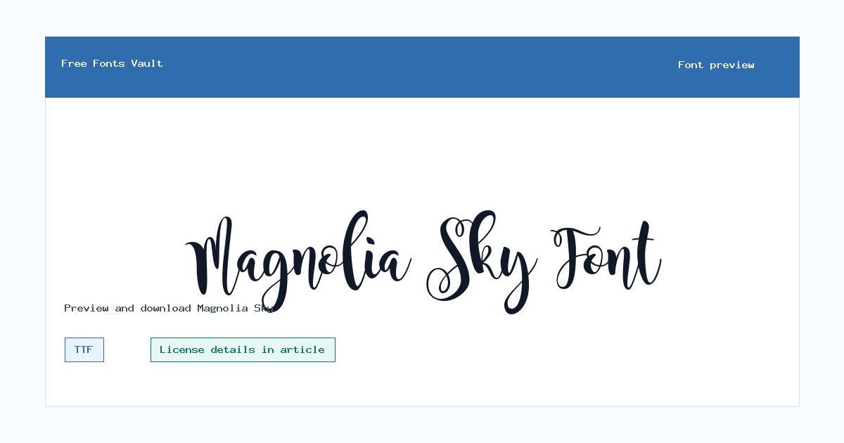 Magnolia Sky font preview showing the family name