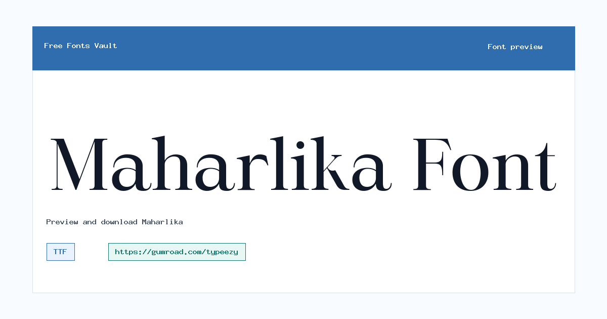 Maharlika font preview showing the family name