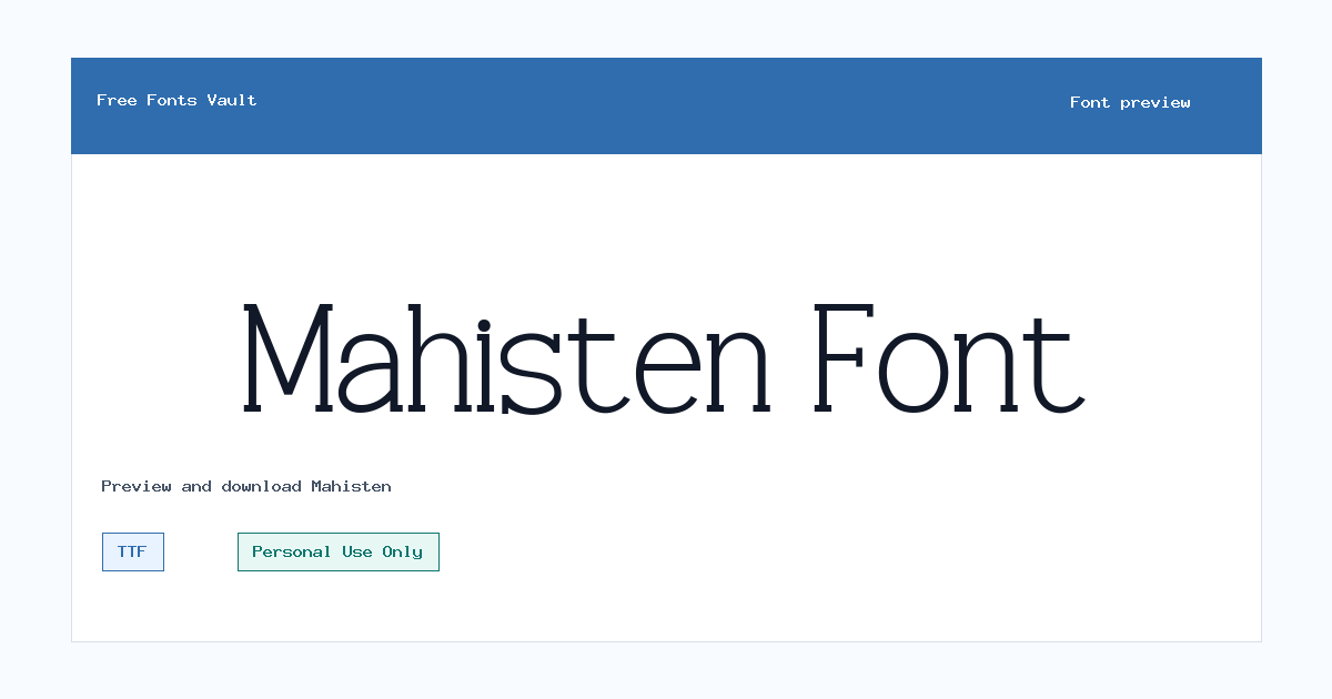 Mahisten font preview showing the family name