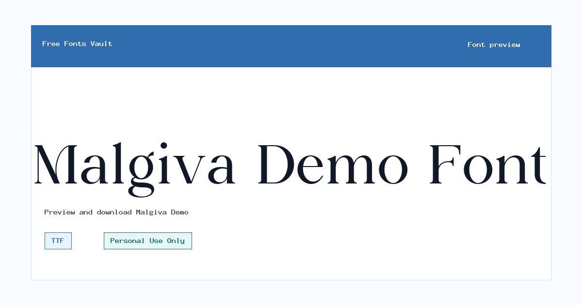 Malgiva Demo font preview showing the family name