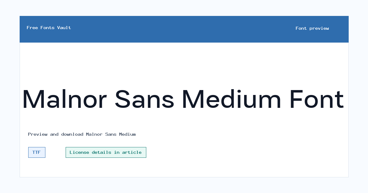 Malnor Sans Medium font preview showing the family name