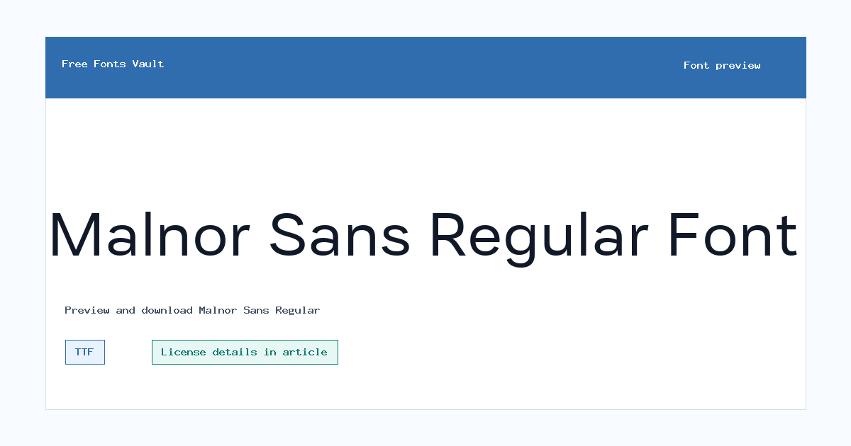 Malnor Sans Regular font preview showing the family name