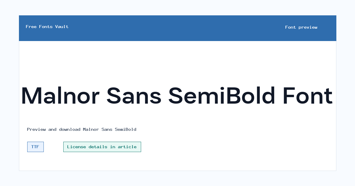Malnor Sans SemiBold font preview showing the family name
