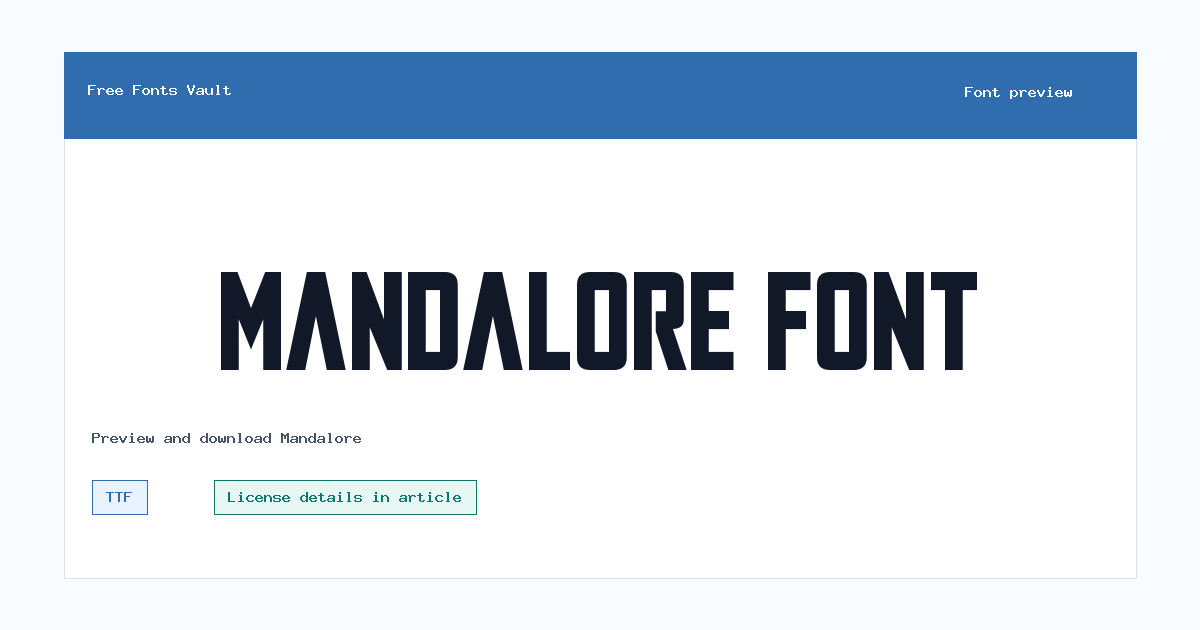 Mandalore font preview showing the family name