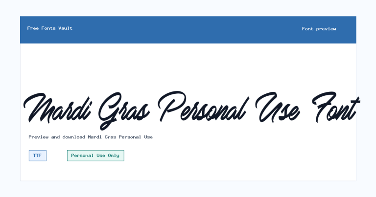 Mardi Gras Personal Use font preview