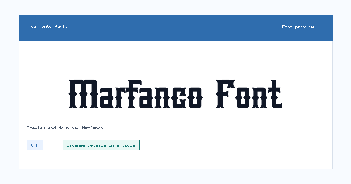 Marfanco font preview showing the family name