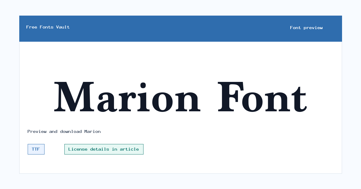 Marion font preview showing the family name