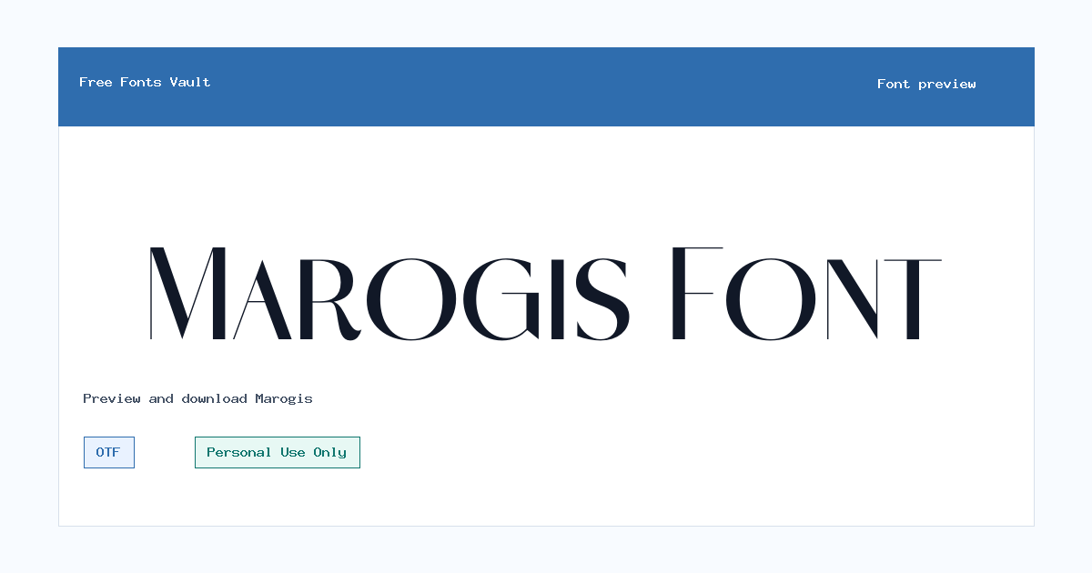 Marogis font preview showing the family name