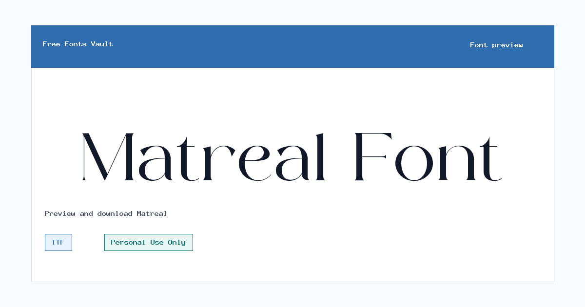 Matreal font preview showing the family name