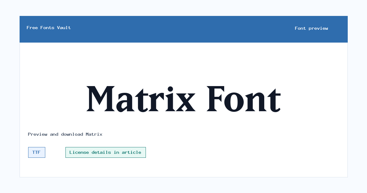 Matrix font preview showing the family name
