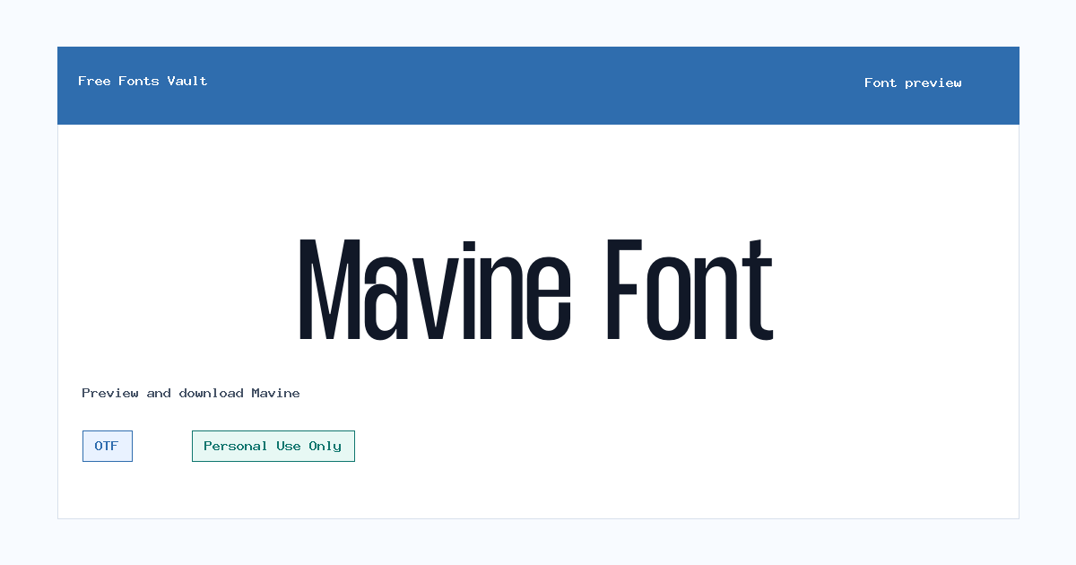 Mavine font preview showing the family name