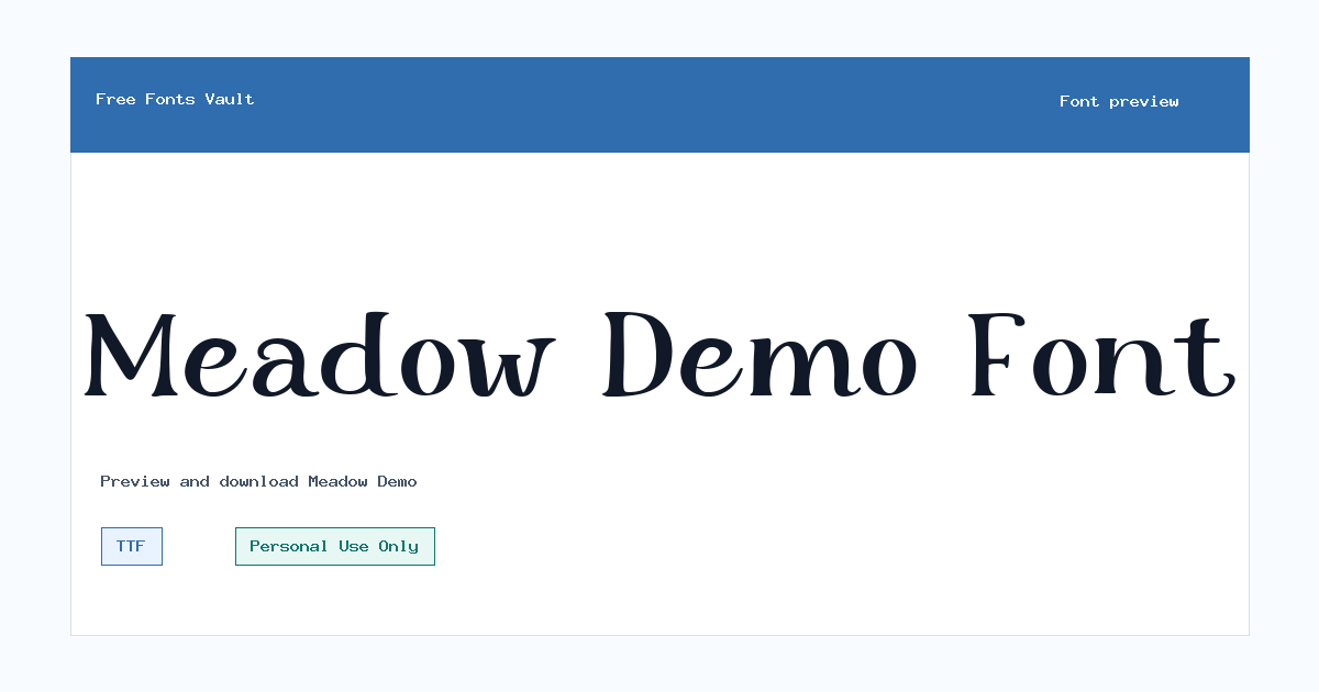 Meadow Demo font preview showing the family name