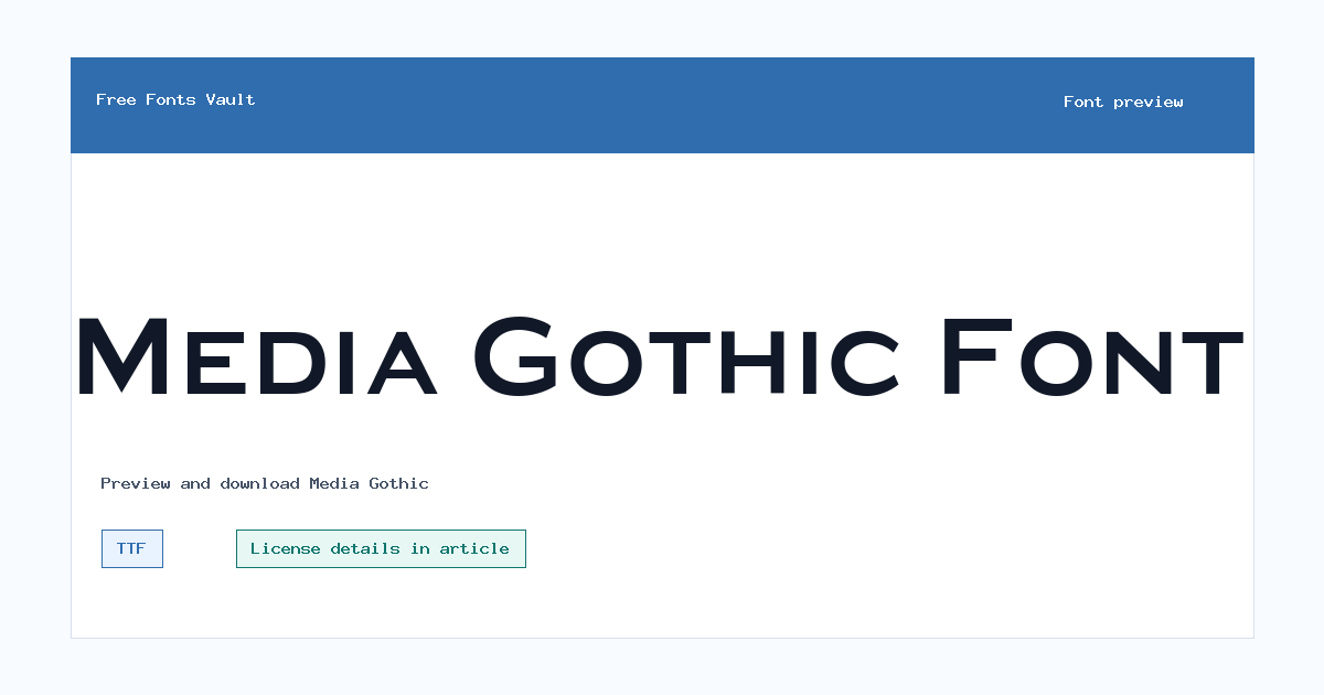 Media Gothic font preview showing the family name