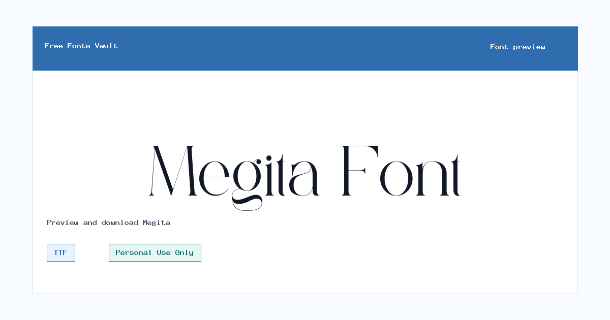 Megita font preview showing the family name