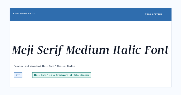 Meji Serif Medium Italic font preview