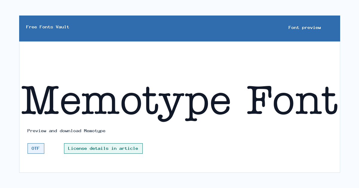 Memotype font preview showing the family name