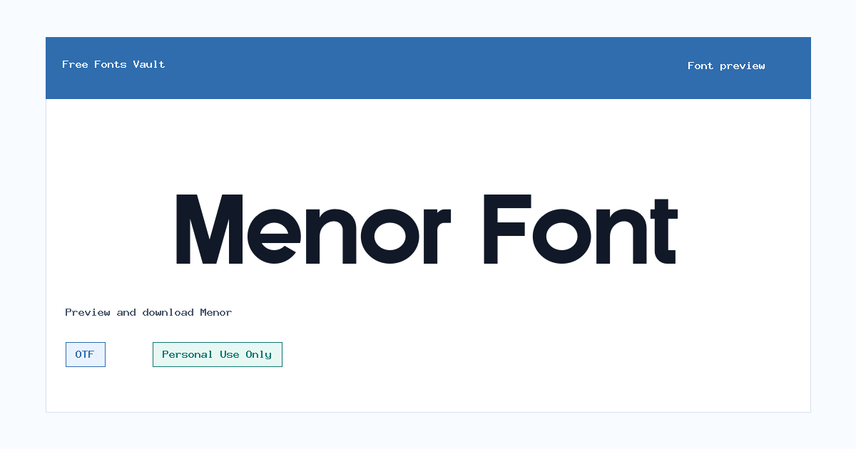 Menor font preview showing the family name