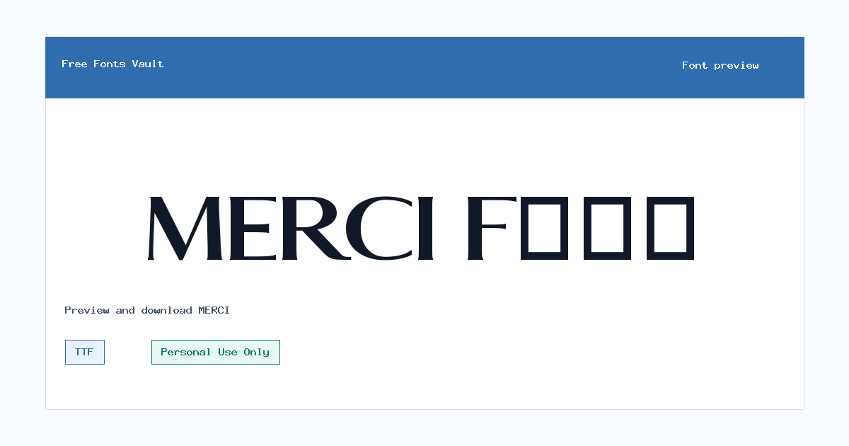 MERCI font preview showing the family name