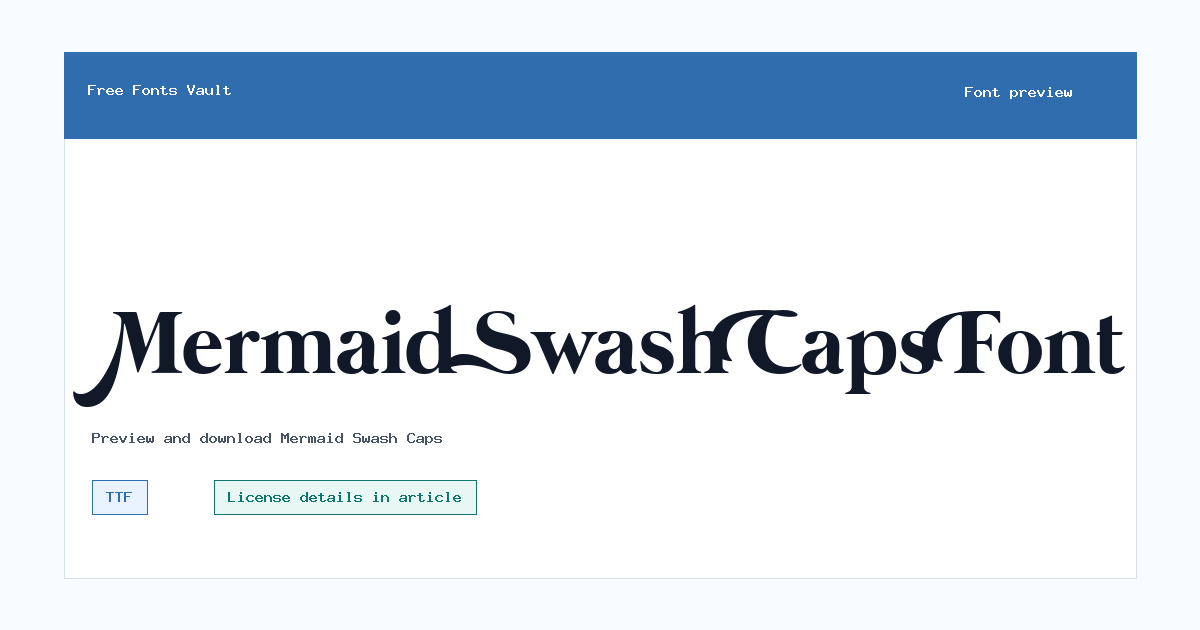 Mermaid Swash Caps font preview showing the family name