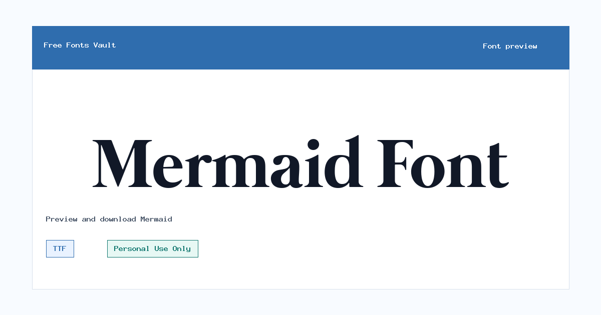 Mermaid font preview showing the family name