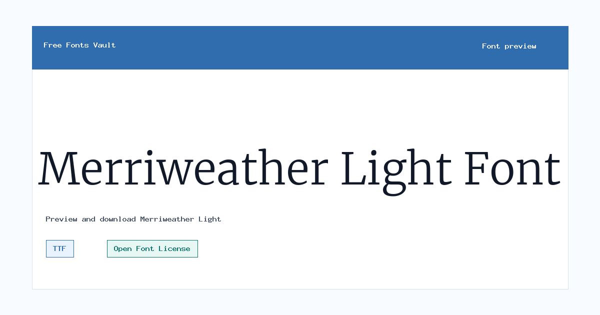 Merriweather Light font preview showing the family name