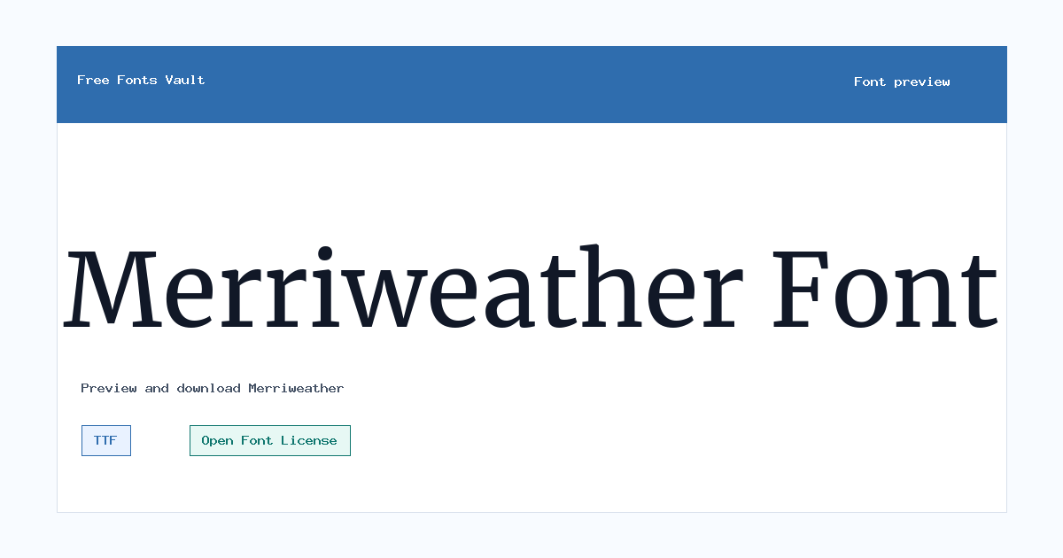 Merriweather font preview showing the family name