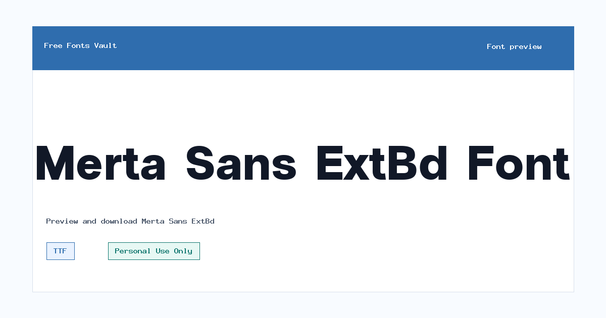Merta Sans ExtBd font preview showing the family name