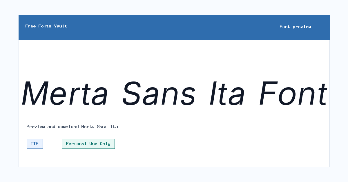 Merta Sans Ita font preview showing the family name